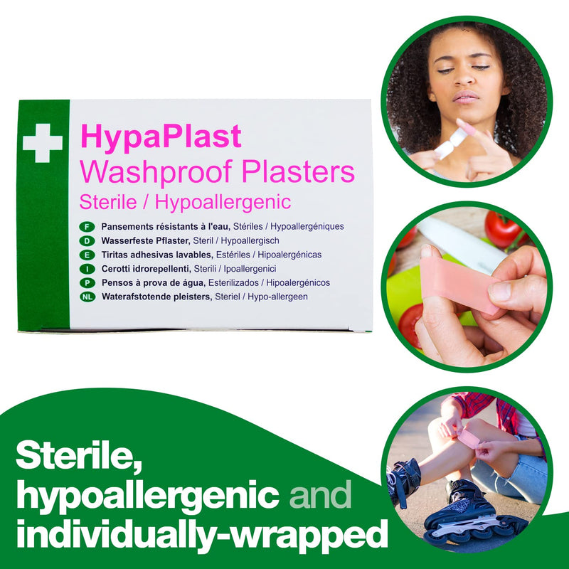 [Australia] - HypaPlast Large Pink Washproof Plasters, 7.2x5cm (Pack of 100) Sterile Hypoallergenic Large Rectangle (Pack of 100) 