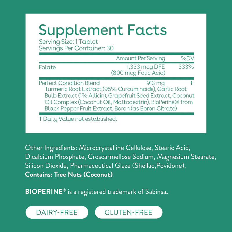[Australia] - Love Wellness Perfect Condition Vitamin, 30 Tablets - Helps Support Feminine Wellness, Vaginal & Gut Health - Provides Healthy Candida Cleanse with Coconut Oil, Folic Acid, Turmeric & Boron 