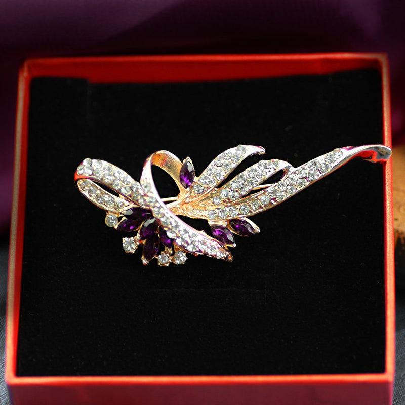 [Australia] - Merdia Fancy Vintage Style Brooches Pin Created Crystals Brooch for Women with Purple Created Crystal 