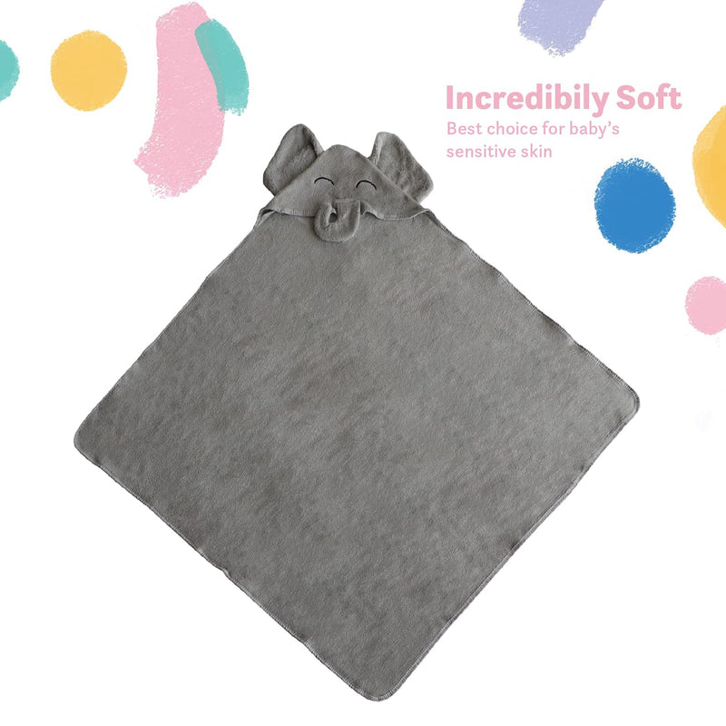 [Australia] - Organic Bamboo Hooded Baby Towel by Liname - Ultra Soft, Thick & Extra Absorbent Baby Towels with Hood for Newborns - Keeps Your Baby Warm & Cosy - Extra Large Baby Bath Towel for Infants & Toddlers Elephant 