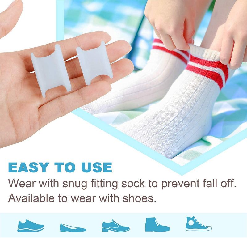 [Australia] - PrettSole 2 Pairs Toe Separators(1/2' Thick), Silicone Toe Spacer, Bunion Relief Pads to Temporarily Correct Big Toe & Relieve Bunion Pain, Overlapping Toe 