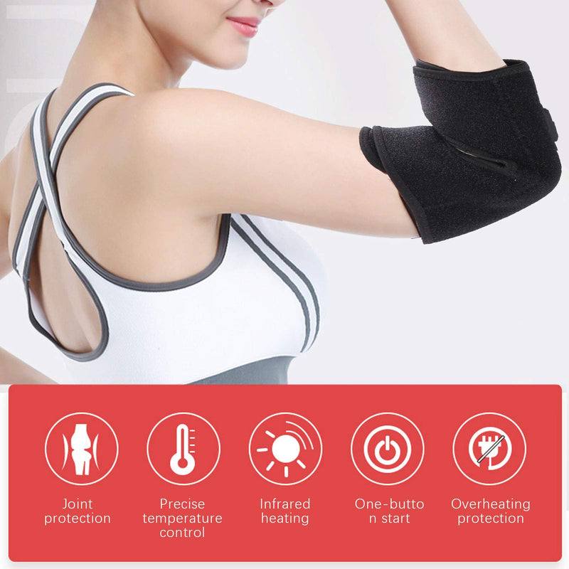 [Australia] - Heated Elbow Brace Heat Adjustable Heating Elbow Wrap Pad with 3 Level Temperature Setting Hot Therapy for Tendonitis, Tennis Elbow, Arthritis Pain Relief 
