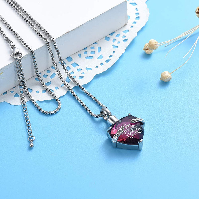 [Australia] - EternityMemory Memorial Jewelry Ashes Keepsake Pendant for Human Ash Holder Stainless Steel Cremation Urn Necklace Always on my mind (purple stone) 