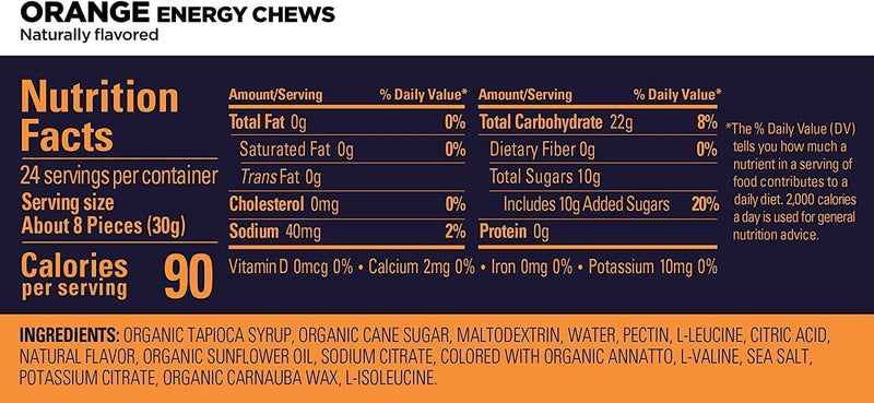 [Australia] - GU Energy Chews Double Serving Packs. Energy Gummies with Electrolytes for Running, Cycling, Triathlon & Other Sports - Pack of 2 (Orange) Orange 
