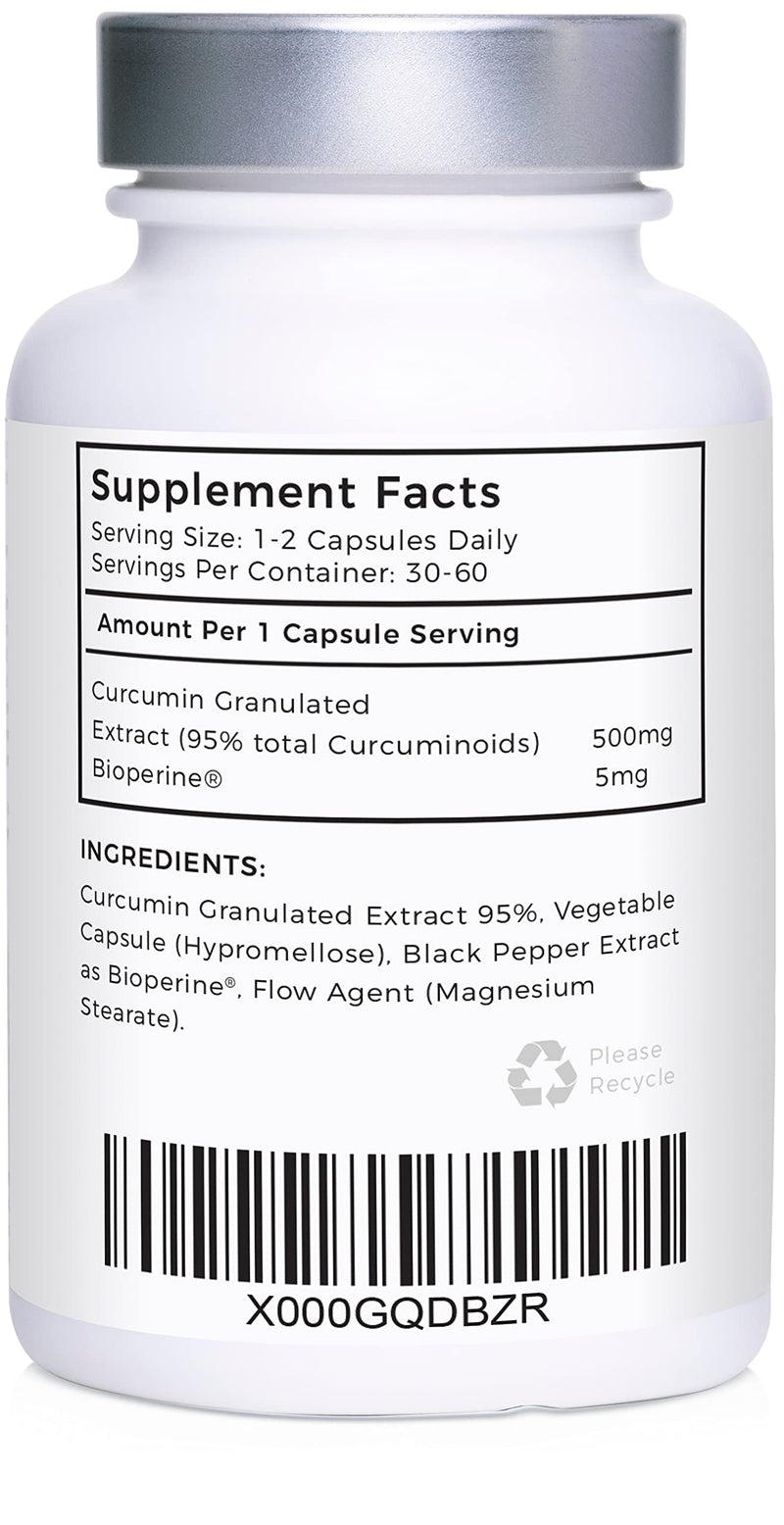 [Australia] - Curcumin 95 + Bioperine® by LLS | High Strength Turmeric Curcumin Capsules containing 96.9% Curcuminoids and Black Pepper Extract | 500mg x 60 Veg Capsules | Made in UK Under GMP/BRC License 