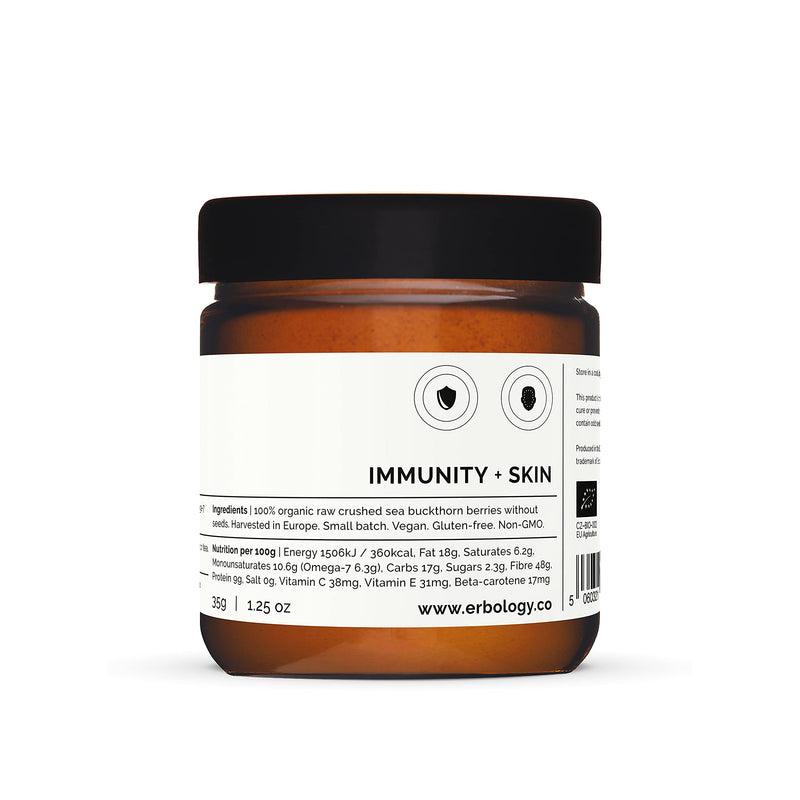 [Australia] - 100% Organic Sea Buckthorn Powder 35g - Seeds Removed, More Concentrated - Rich in Omega-7, Vitamin C and Beta-carotene - Straight from Farm - Raw, Vegan and Gluten-Free - Non-GMO - Recyclable Glass Jar 