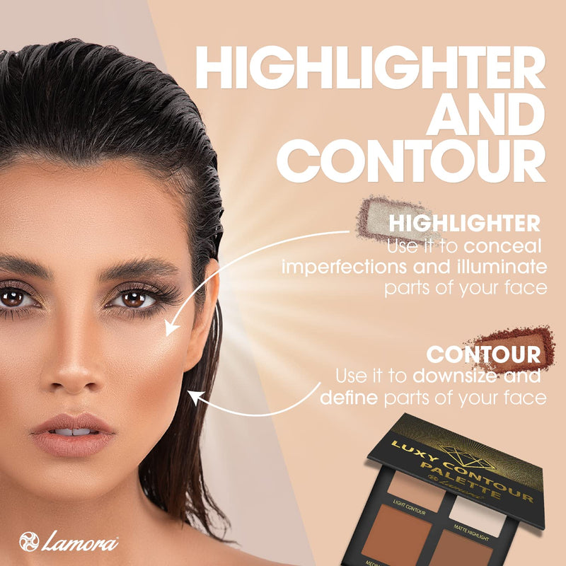 [Australia] - Contour Pallet Makeup Powder Contour Kit - Contour Palette With Mirror - 4 Highly Pigmented Matte Colors For Contouring And Highlighting - Vegan, Cruelty Free And Hypoallergenic 