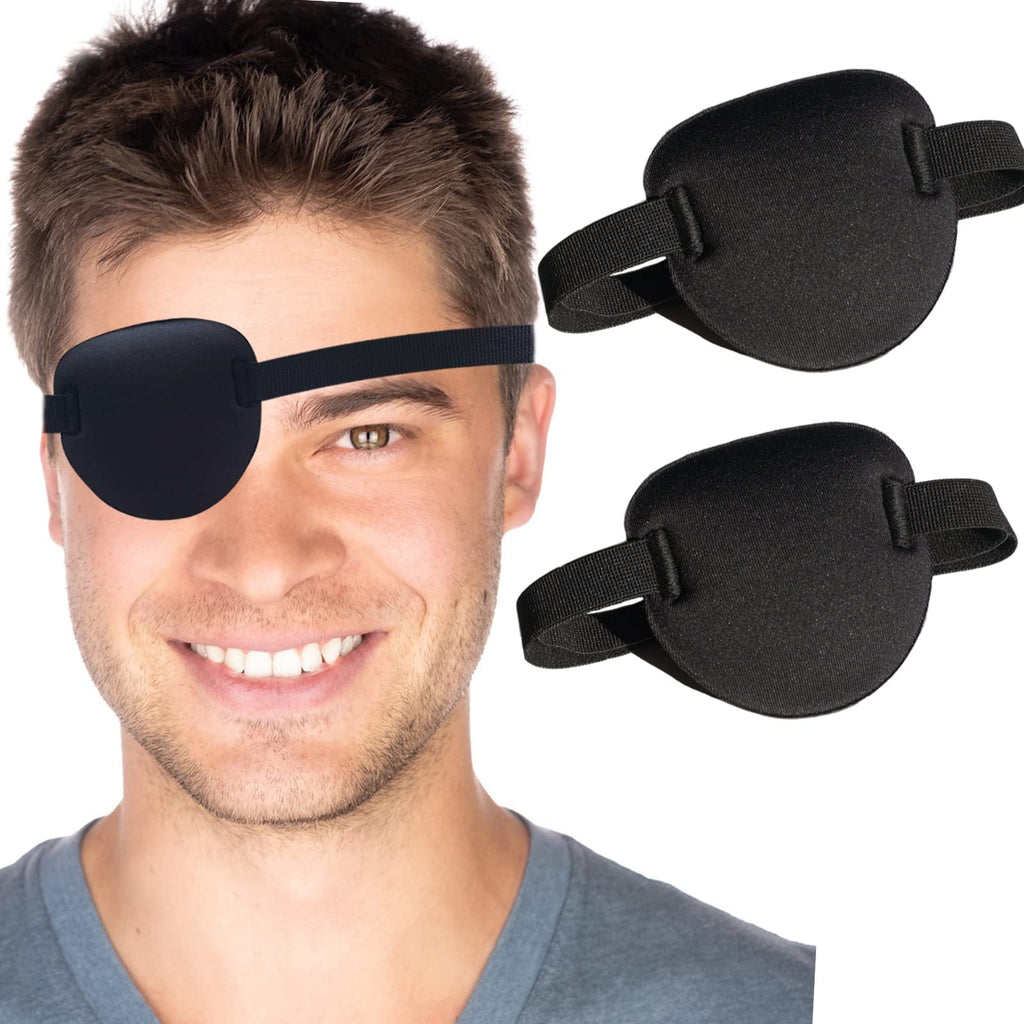 [Australia] - 2 Pcs Black Eye Patch for Adults and Kids,3D Adjustable Eyepatch for Amblyopia or Strabismus,for Right or Left Eye,Regular Use or Pirate Costume 