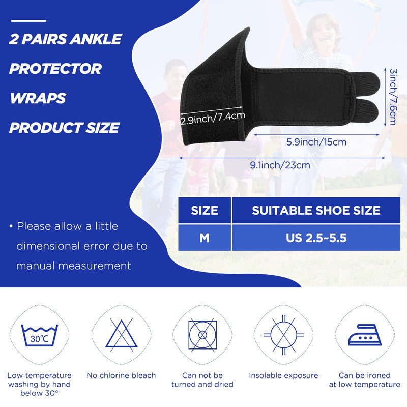 [Australia] - 4 Pairs Kids Ankle Brace includes 2 Pairs Foot Brace Supports Ankle Protector Wraps and 2 Pairs Knitted Ankle Sleeve Socks Kids Compression Socks for Sports Protection Joint Ankle Sprain 