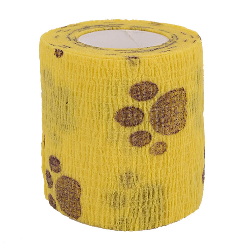 [Australia] - 3 Rolls Pet Vet Wrap Self Adhesive Pet Elastic Bandage Vet Wrap Tape for Wrist, Ankle Sprains & Swelling, 3 Colors with Dog Paw Pattern 