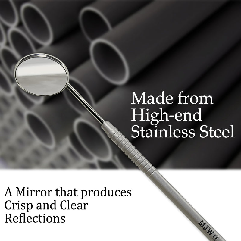 [Australia] - MJW Professional Dental Mirror for Mouth with Handle Made of Stainless Steel for Teeth Cleaning, Oral Hygiene Inspection and Lash Extension Mirror Tool for Personal and Professional 