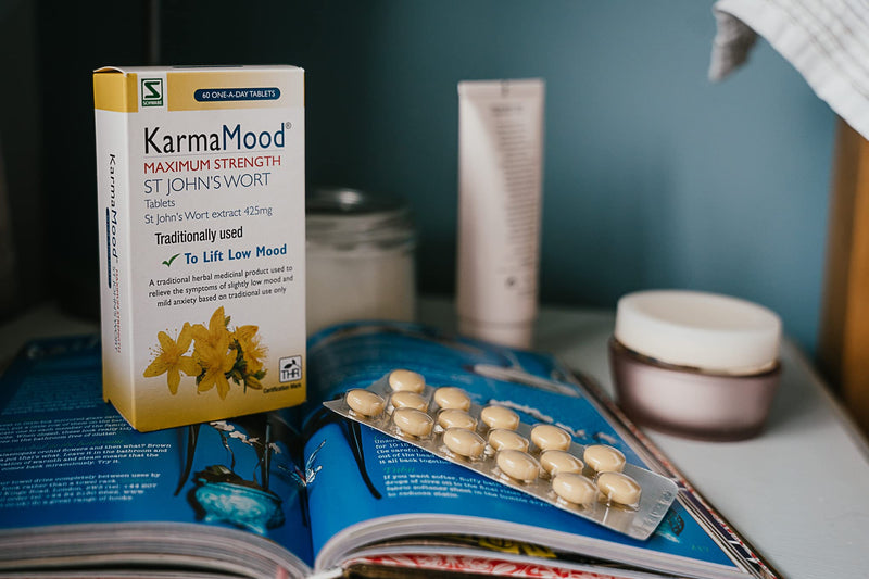 [Australia] - Schwabe Pharma KarmaMood Maximum Strength - St John's Wort Extract 425mg - Traditionally Used for Low Mood and Mild Anxiety - Traditional Herbal Medicinal Product - 60 Tablets 60 Count (Pack of 1) 
