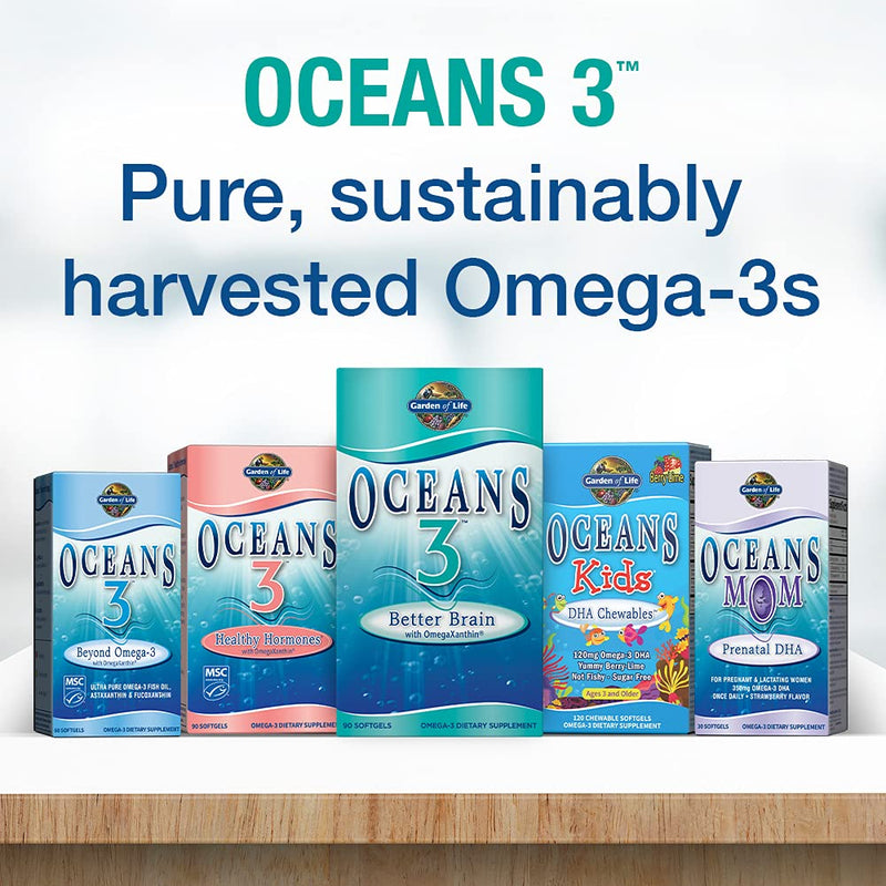 [Australia] - Garden of Life Ultra Pure EPA/DHA Omega 3 Fish Oil - Oceans 3 Beyond Omega 3 Supplement with Antioxidants, 60 Softgels 