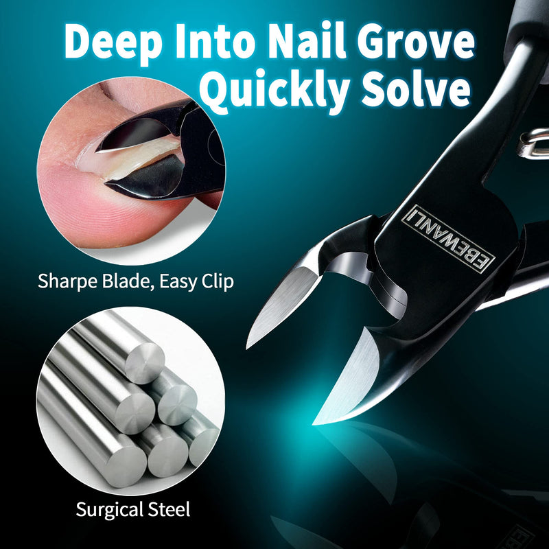 [Australia] - Nail Clippers for Thick Nails, 2Pcs Podiatrist Toenail Clippers and Nano Fingernail Files, Toe Nail Clippers Adult for Seniors and Men, Sharp Curved Blade Pedicure Nail Cutter Ingrown Toenail Tools 