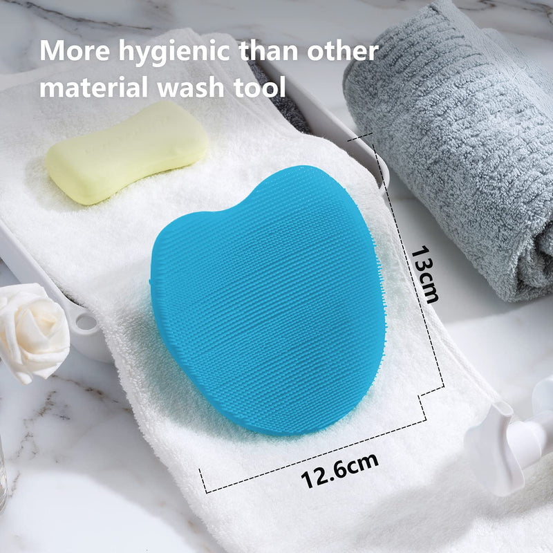 [Australia] - HieerBus Silicone Body Scrubber Brush,Bath Exfoliating Loofah Washing Sponge in Shower For All Kinds of Skins-Easy to Use and Clean,Well Lather and Quickly Dry（Light Blue)） Light Blue 