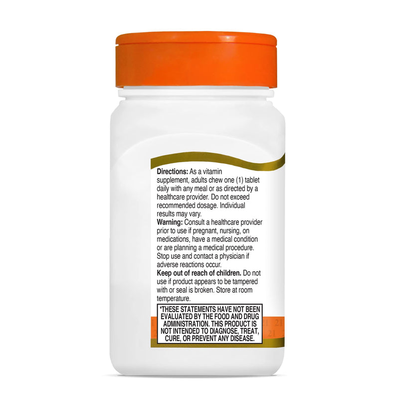 [Australia] - 21st Century Vitamin C 500 mg Chewable Tablets, Orange, 110 Count 
