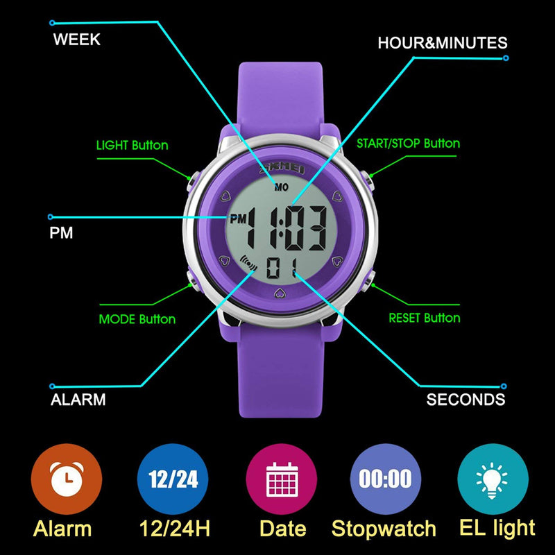 [Australia] - Kid Watch Multi Function 50M Waterproof Sport LED Alarm Stopwatch Digital Child Wristwatch for Boy Girl Red 