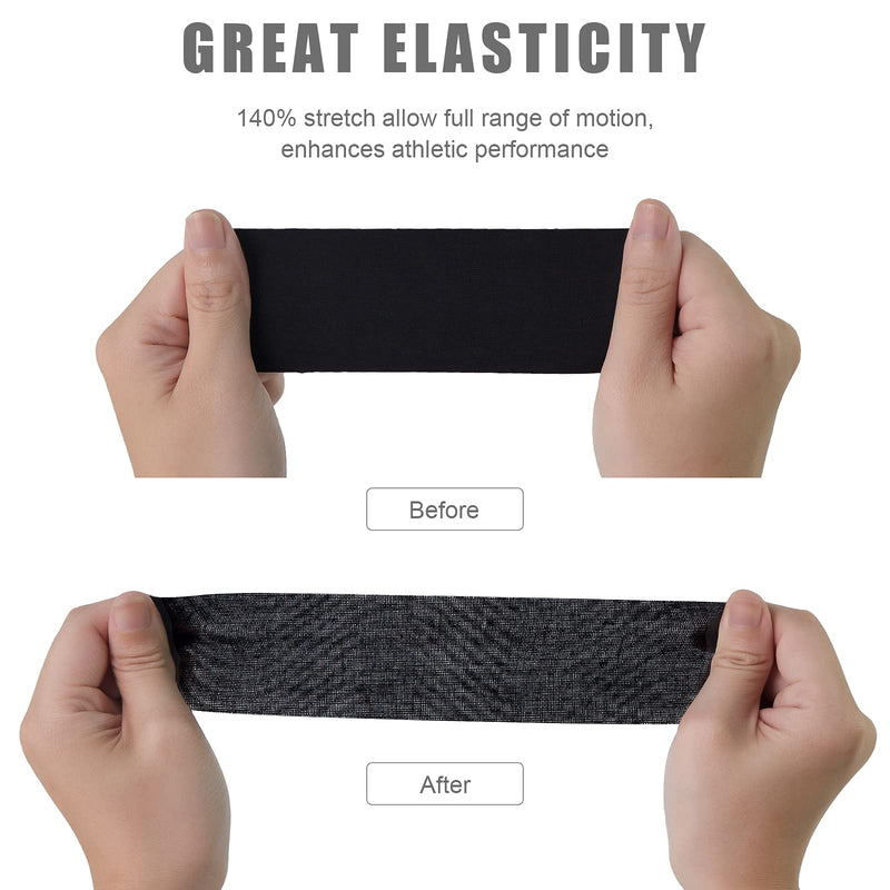 [Australia] - 4 Pack Kinesiology Tape for Sports Athletes - 16 FT Waterproof Athletic Tape for The Knee, Elbow and Shoulder Muscles, etc.(5m X 5cm) (Black) Black 
