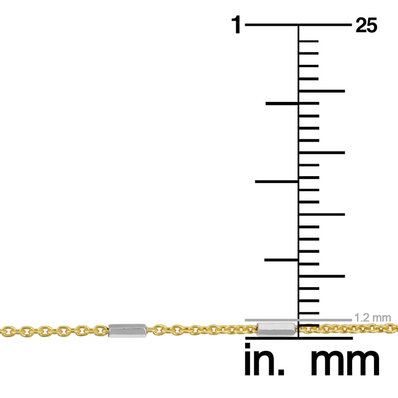 [Australia] - Kooljewelry Sterling Silver Bar Station Yellow Gold Plated Rolo Chain Anklet (1.2 mm, 10 inch) 