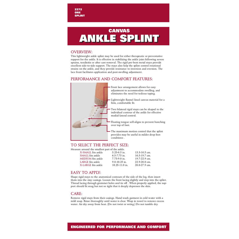 [Australia] - OTC Ankle Splint, Canvas Lace-Up, Rigid Metal Stays, Large 