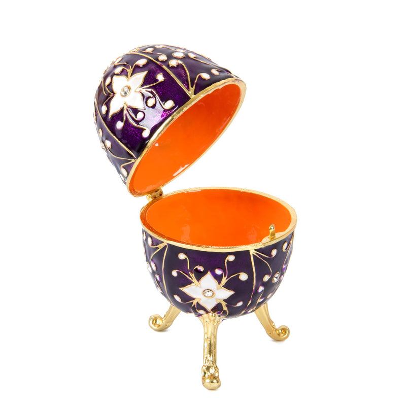 [Australia] - QIFU-Hand Painted Enameled Faberge Egg Style Decorative Hinged Jewelry Trinket Box Unique Gift For Home Decor Purple 
