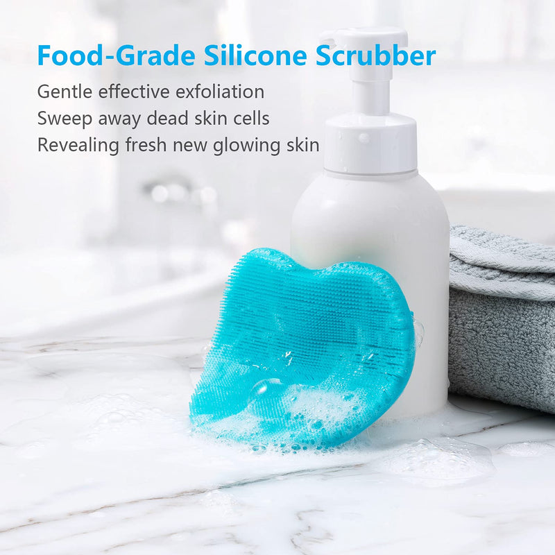 [Australia] - Soft Silicone Body Shower Brush Body Wash Bath Exfoliating Skin Massage Scrubber, Dry Skin Brushing Glove Loofah, Fit for Sensitive and All Kinds of Skin 1Pack Blue 