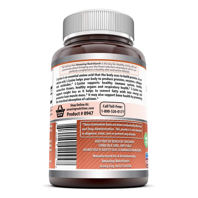 [Australia] - Amazing Nutrition Amazing Formulas L-Lysine 1000mg Amino Acid Vitamin 180 Tablets 180 Count (Pack of 1) 