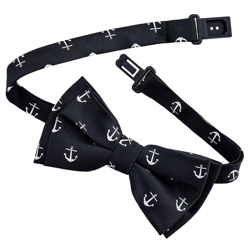 [Australia] - Retreez Boy's Suspender Bow Tie Set Classic Anchor Woven Pre-Tied Bow Tie 4 - 7 years Black Bow Tie With Black Suspender 