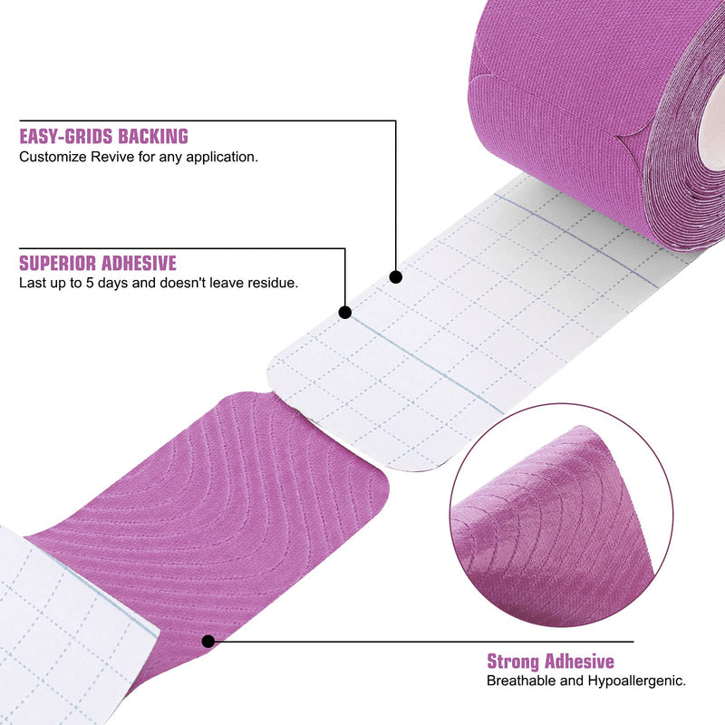 [Australia] - Kinesiology Tape Precut(2 Pack) Kinetic Tape Rolls Athletic Tape Elastic Therapeutic Sport Tape for Knees, Ankles, Shoulder, Elbow, Pain Relief and Injury Recovery 2 Inch x 16.4 ft (Purple) (2 Pack) Purple 