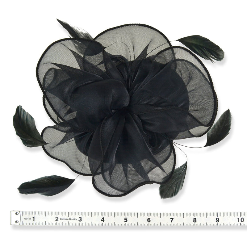 [Australia] - DRESHOW Fascinators Hat Tea Party Headwear Ribbons Feathers on a Headband and a Clip for Girls and Women 8.2" / Black 