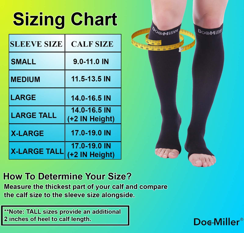 [Australia] - Doc Miller Open Toe Compression Socks 1 Pair 15-20 mmHg Firm Support Black Medium 