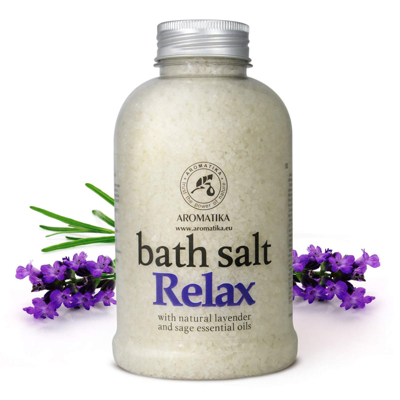 [Australia] - Relaxing Bath Salts w/Lavender & Sage Essential Oils 600g - Natural Bath Sea Salts - Bath Salt Relax - Best for Bath- Good Sleep - Relaxing - Body Care - Beauty - Aromatherapy 