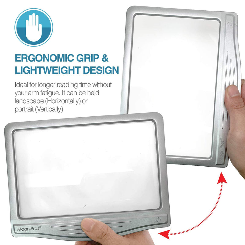 [Australia] - MagniPros 3X Large Ultra Bright LED Page Magnifier with 12 Anti-Glare Dimmable LEDs(Evenly Lit Viewing Area & Relieve Eye Strain)-Ideal for Reading Small Prints & Low Vision Seniors with Aging Eyes 