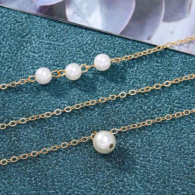 [Australia] - Ronglia Boho Layered Choker Necklace Gold Pearl Pendant Necklaces Chain Jewelry for Women and Girls 