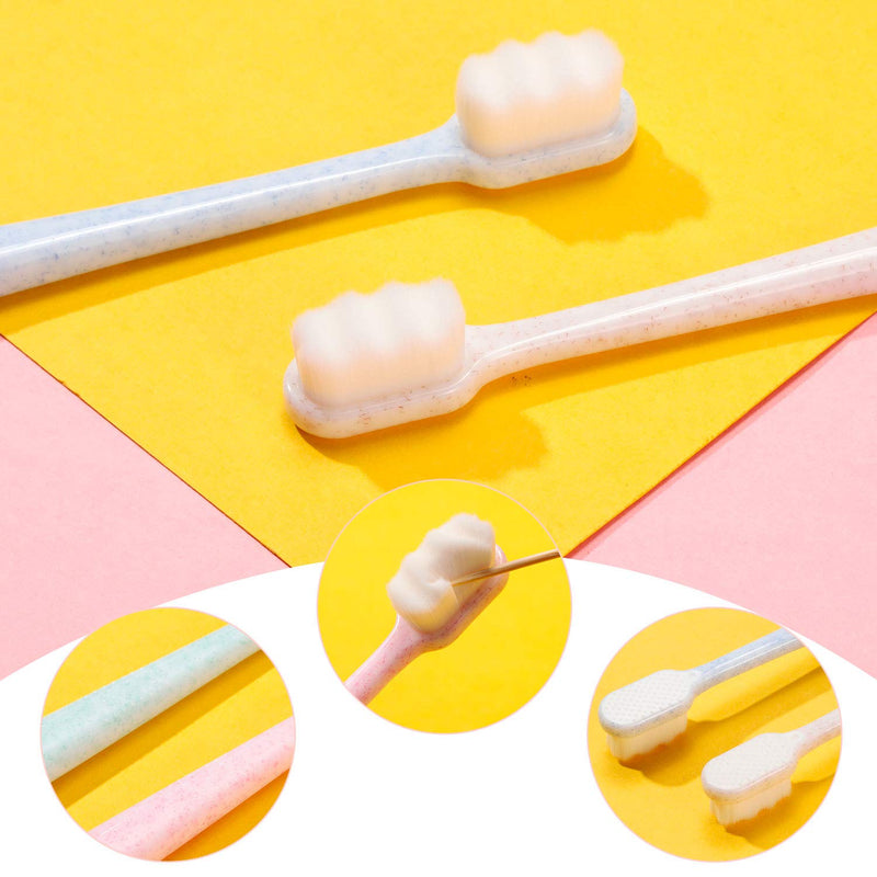 [Australia] - 4 Pieces Extra Soft Toothbrushes for Sensitive Gums 20000 Soft Bristle Toothbrush Micro Nano Manual Toothbrush for Fragile Gums Elderly Adult Kids Braces (Blue, Green, Pink, Beige) Blue, Green, Pink, Beige 