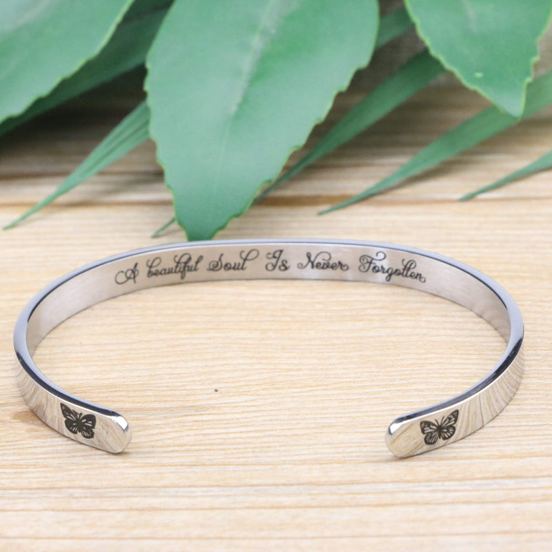 [Australia] - MEMGIFT Memorial Bracelet for Women in Memory of Jewelry Gift Remembering Loss of One You Loved Cuff Bracelets A beautiful about is never forgotten 