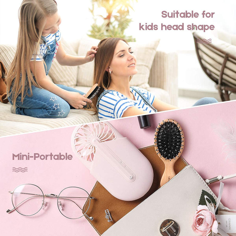 [Australia] - Boar Bristle Hair Brush and Comb Set for Women Men Kids, Best Natural Wooden Paddle Hairbrush and Small Travel Styling Brush for Wet or Dry Hair Detangling Smoothing Massaging boar hair brush1 
