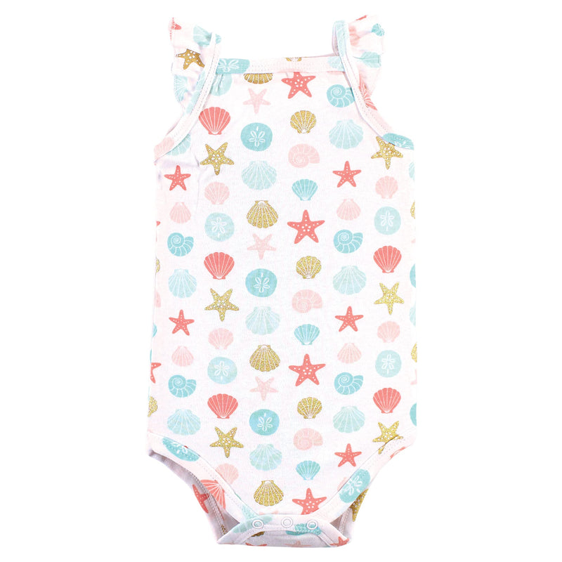 [Australia] - Hudson Baby Unisex Baby Cotton Sleeveless Bodysuits 0-3 Months Coral Mint Mermaid 