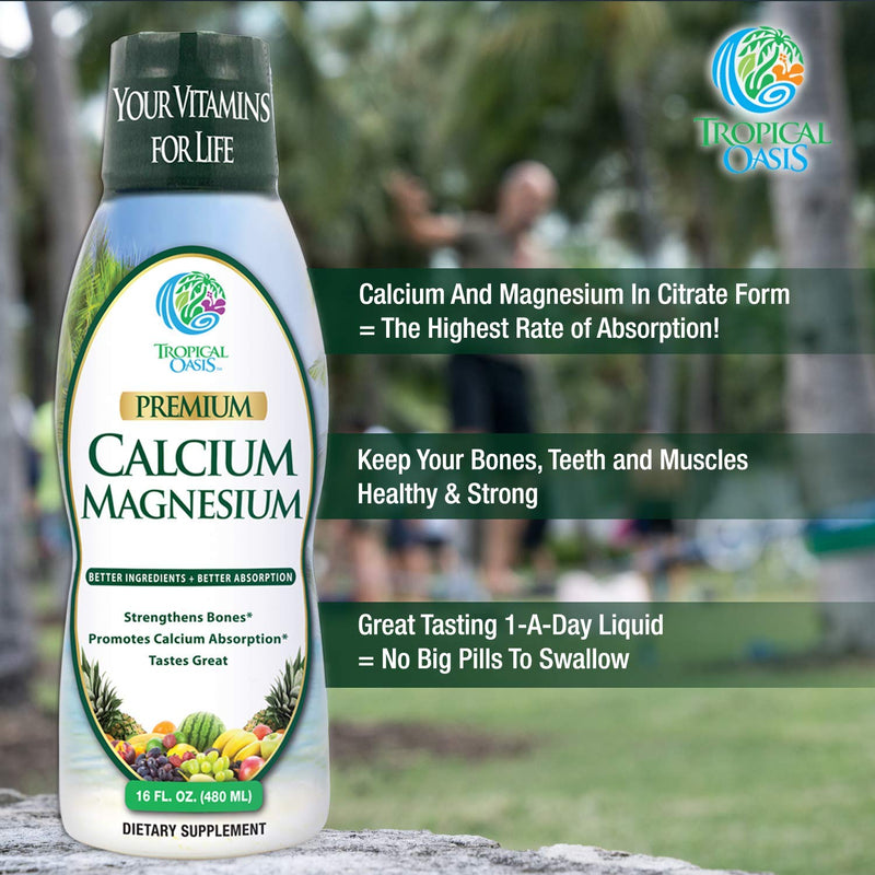[Australia] - Tropical Oasis Liquid Calcium & Magnesium - Natural formula w/ support for strong bones - Liquid vitamins w/ calcium, - 16oz, 32 Serv. 