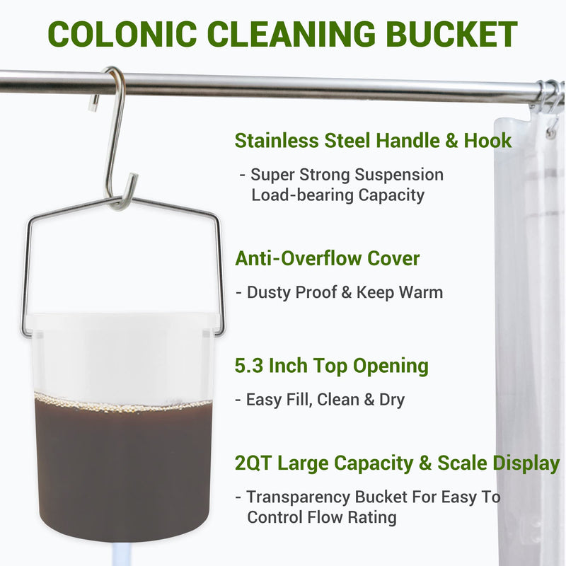 [Australia] - TopQuaFocus 2QT Plastic Enema Bucket Kit for Colon Cleanse 70.5oz Leak-Proof Coffee Enema Kit Bucket for Men Colon Cleaning BPA Free, 6PCS Enemas Tips 10 Piece Set 