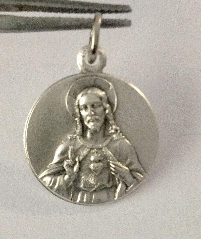 [Australia] - THE SACRED HEART OF JESUS AND MARY MEDAL ( THE TWO SACRED HEARTS IN JUST ONE MEDAL ) - 100% MADE IN ITALY (ROUND SHAPE) 