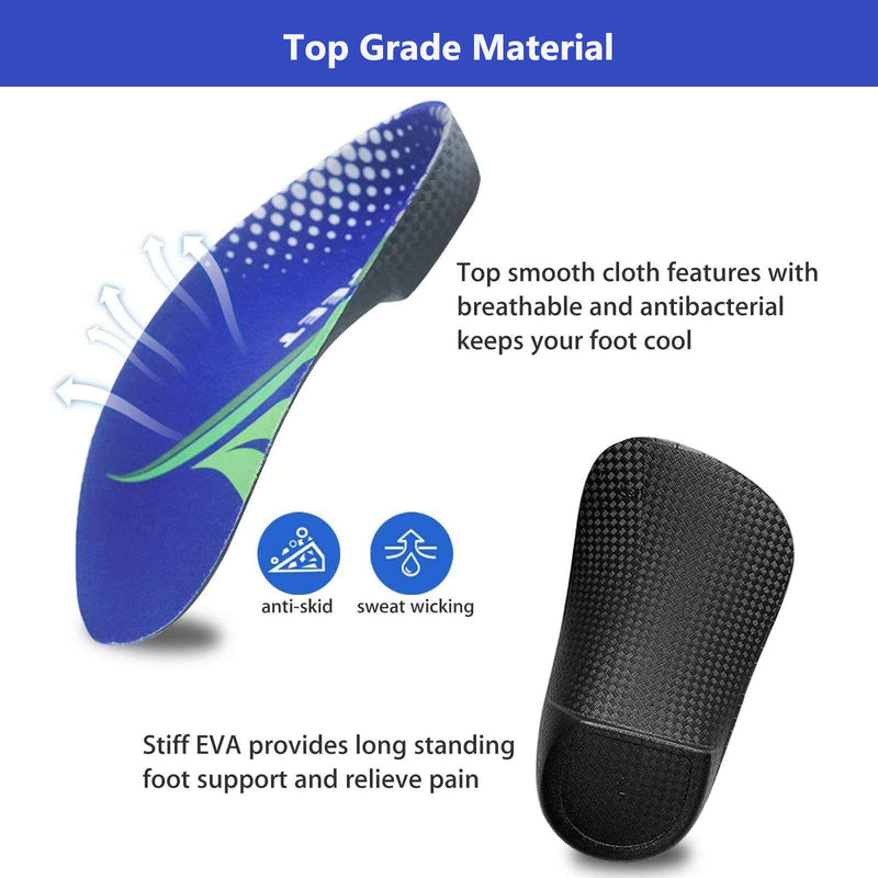 [Australia] - FitFeet High Arch Support Insoles，3/4 Length Orthotic Foot Inserts for Over-Pronation Plantar Fasciitis Flat Feet Heel Pain Relief Shoe Inserts for Running Sports Men and Women, L L(Men's 11-13.5, Women's12-14.5) 