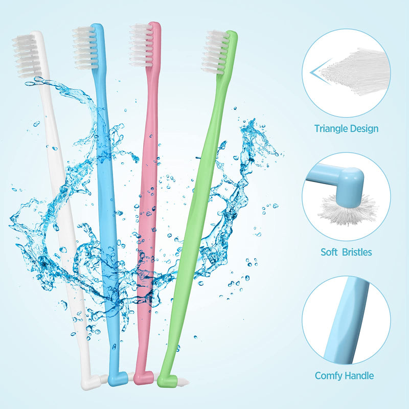[Australia] - 4 Pieces Tufted Toothbrush Brace Toothbrush Double Ended V-Trim Bristles Toothbrush Soft Trim Toothbrush Single Tufted Toothbrush for Braces Detail Cleaning 