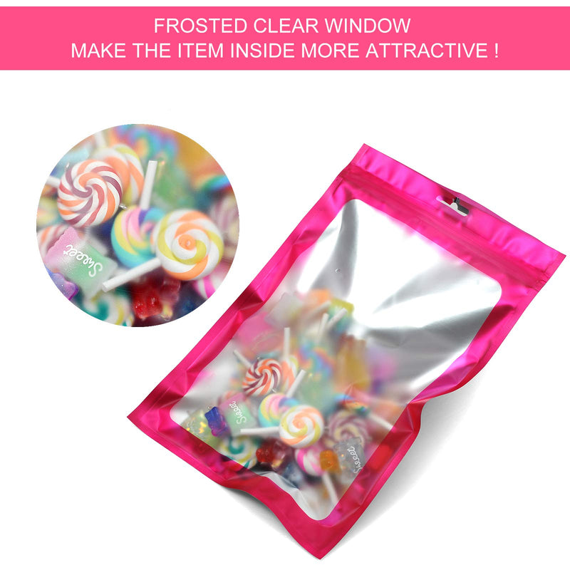 [Australia] - 100-pack resealable mylar ziplock bags with front window Smell Proof bag packaging pouch bag for lip gloss eyelash cookies sample food jewelry electronics |flat|cute| (Rose, 2.75×3.93 inches) Rose 