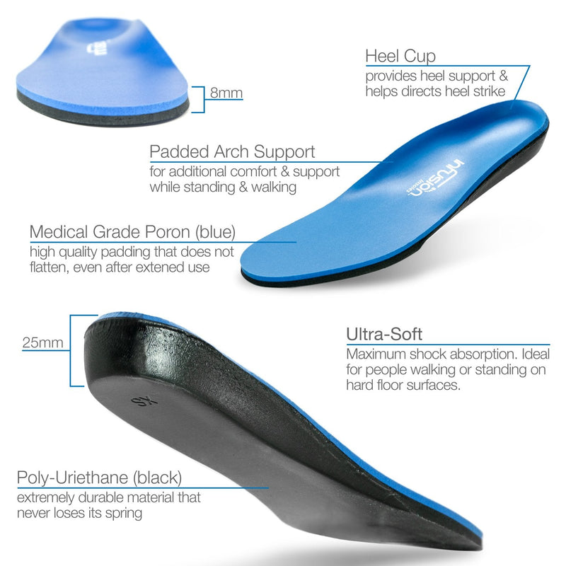 [Australia] - Infusion Ultra-Soft Shoe Insoles: Padded Foot Orthotic Inserts for Ultimate Cushion by Infusion Insoles (Lg: Men's 10-11 | Woman's 12-13) Lg: Men's 10-11 | Woman's 12-13 
