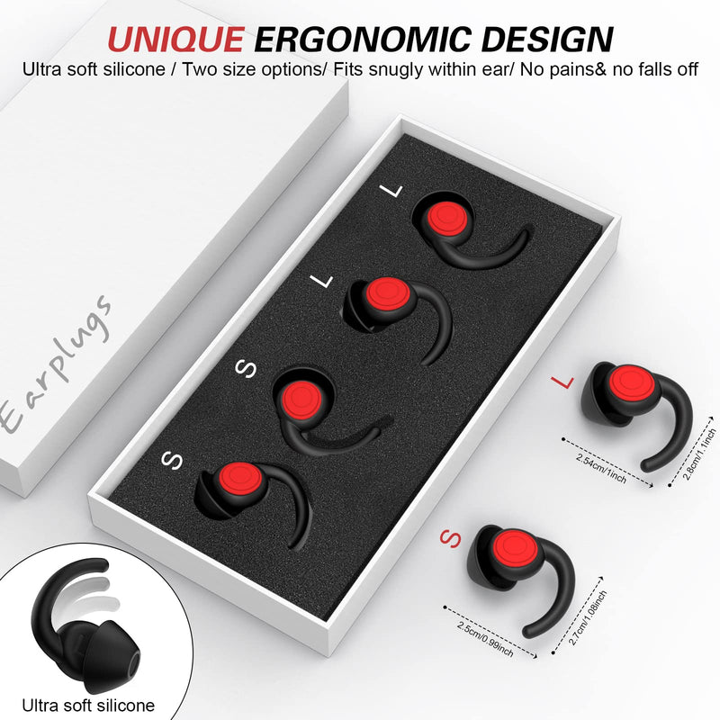 [Australia] - Ear Plugs for Sleeping Noise Cancelling Silicone Earplugs Sound Blocking Sleeping, 2pair Ear Plugs for Sleeping Reusable Noise Reduction Earplugs for Sleep,Snoring,Work,Concerts,Studying,Travel(Black) Black 