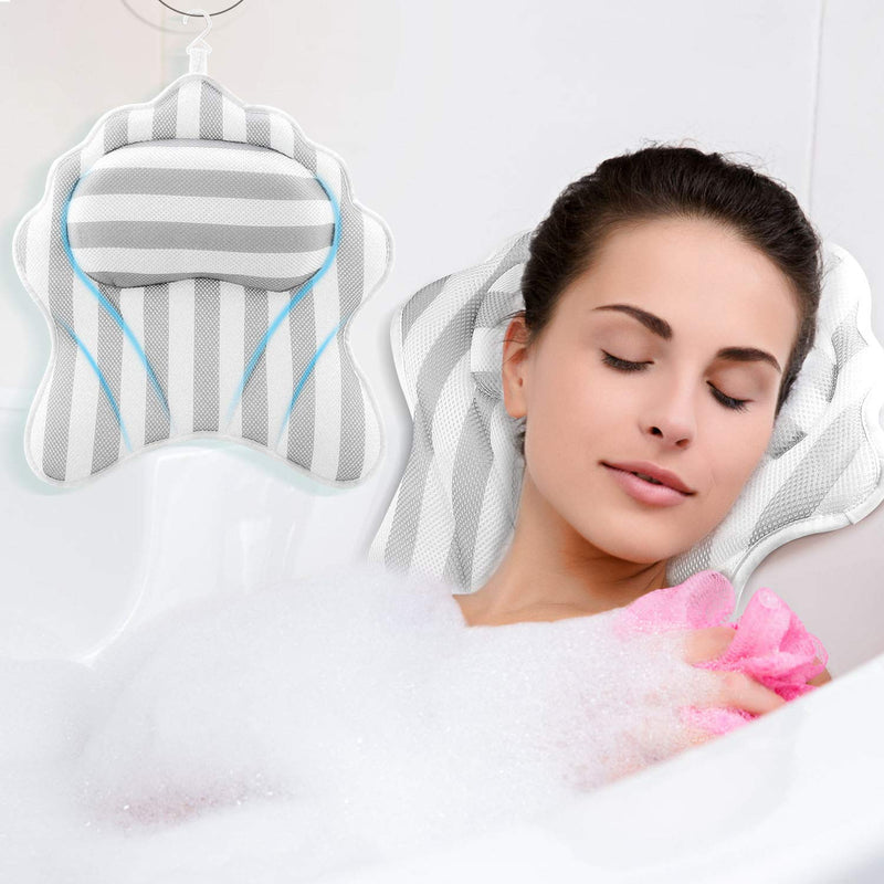 [Australia] - Widousy Luxury Non-Slip Bathtub Pillow with 6 Powerful Suction Cups for Bathtub, Bath mat, hot tub, Jacuzzi, Family spa Pillow Support Head, Neck, Back and Shoulders 
