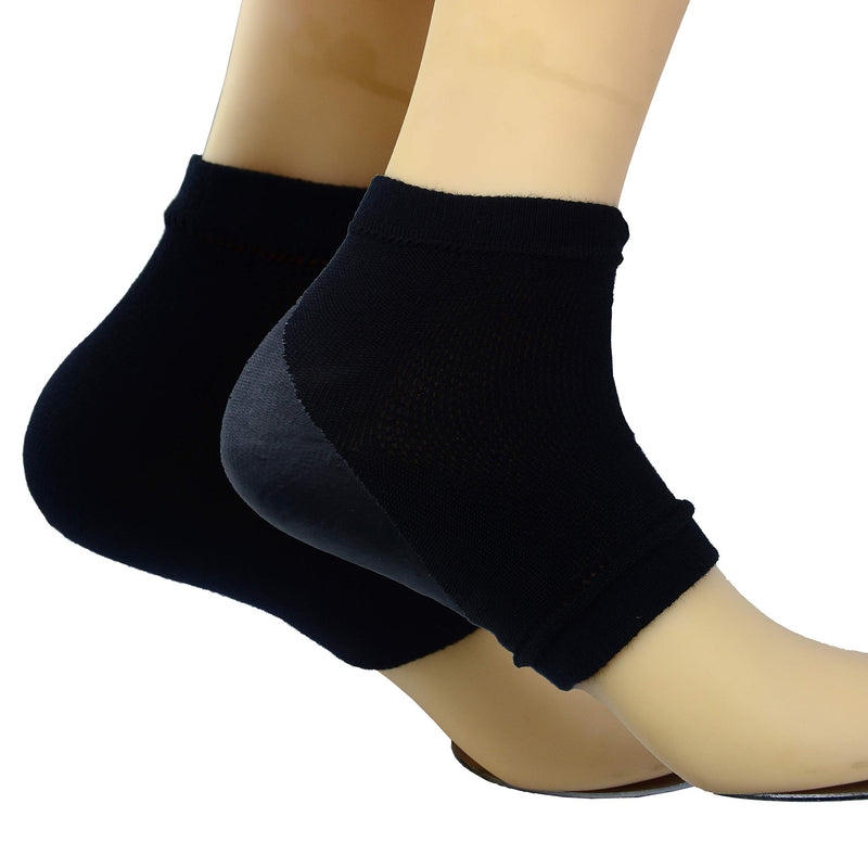 [Australia] - Makhry 2 Pairs Moisturizing Silicone Gel Heel Socks for Dry Hard Cracked Skin Open Toe Comfy Recovery Socks Day Night Care (Black) Black 