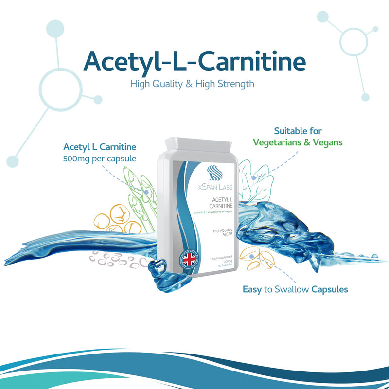 [Australia] - Acetyl-L-Carnitine 500mg 90 Capsules - High-Strength ALCAR with no D-carnitine - Made in The UK - Suitable for Vegans 