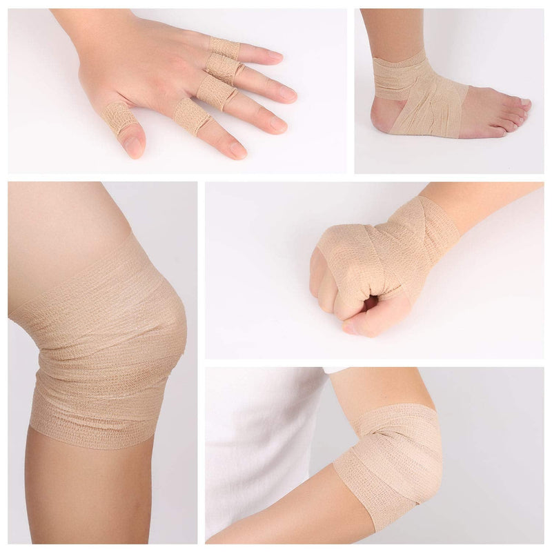 [Australia] - Bandage Wrap 16 Pack 1”x 5 Yards Self Adherent Wrap Breathable Self Adhesive Bandage Wrap Rolls Cohesive Bandage Athletic Elastic First Aid Tape for Stretch Athletic, Ankle Sprains, Swelling, Sports Beige 1 Inch (Pack of 16) 